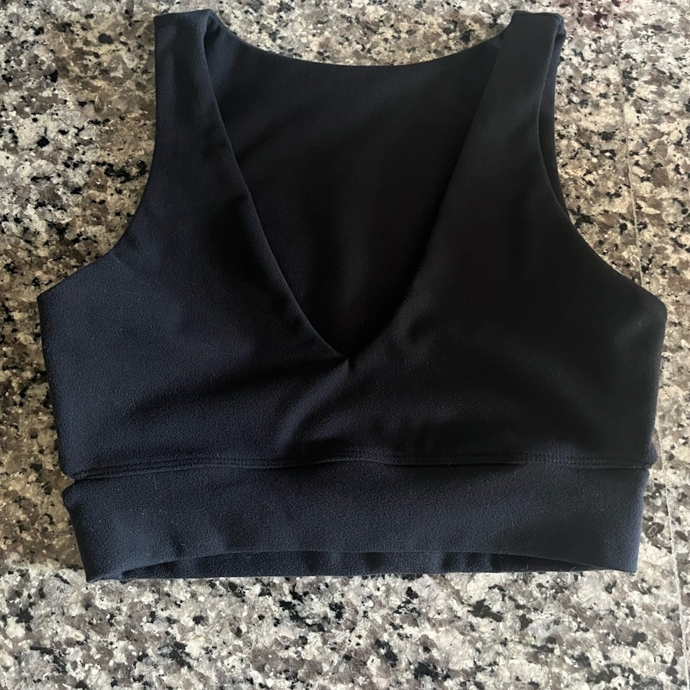 J.O.A. Black V-Neck Crop Top with Branded Tag